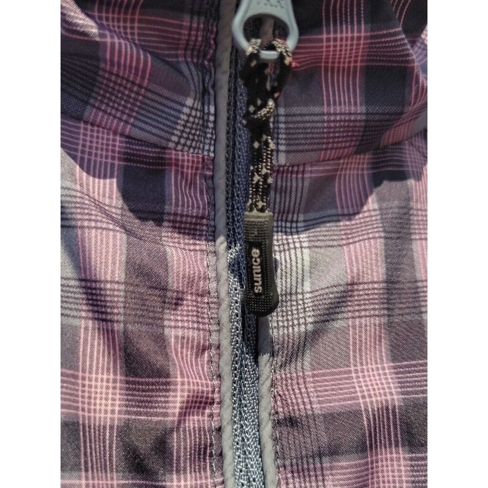 Sunice Purple & Gray Plaid Quarter Zip Pullover Weather Windbreaker Size Medium - Picture 3 of 14